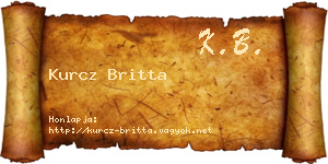 Kurcz Britta névjegykártya